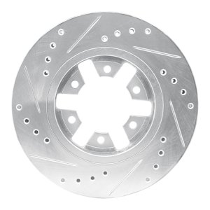 Nissan D21 Hardbody Pickup Brake Rotor (1) - Front Right - R1 Concepts - Drilled & Slotted - Silver - `85-`12